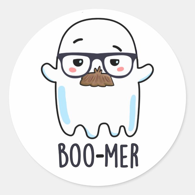 Boo-mer Funny Funny Middle Aged Ghost Pun Runder Aufkleber (Vorderseite)