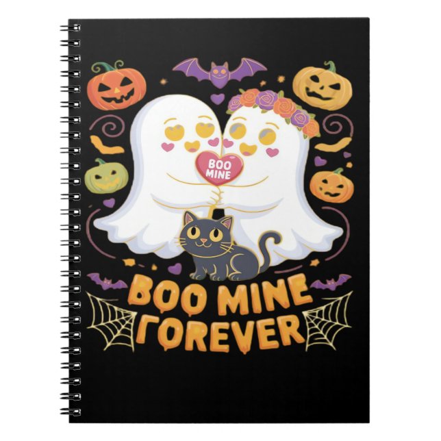 Boo Mine Forever Cute Ghosts Black Cat Love Hallow Notizblock (Vorderseite)