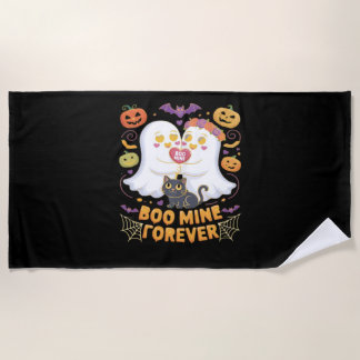 Boo Mine Forever Niedlich Ghosts Black Cat Liebe H Strandtuch