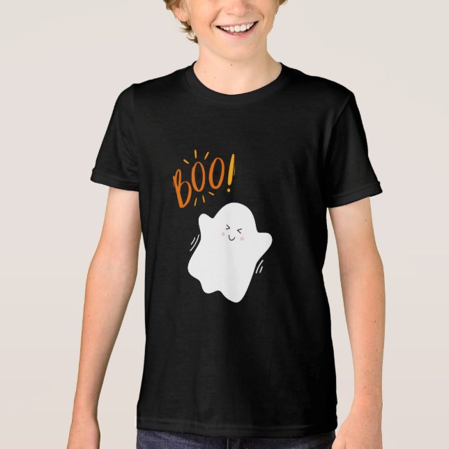 Boo Minimalistisch Ghost Halloween T - Shirt (Vorderseite)
