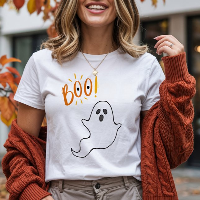 Boo Minimalistisch Ghost Halloween T - Shirt (Boo Halloween Minimalist Tshirt)