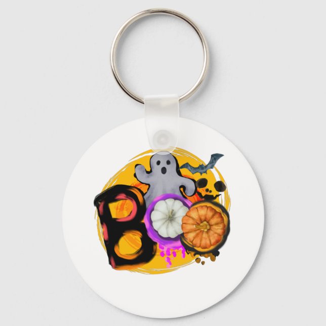 Boo mit Geist und Pumpkin Schlüsselanhänger (Vorderseite)