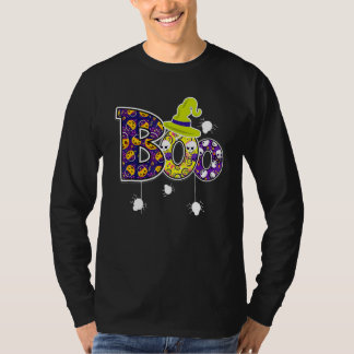 Boo mit Hexenhut Spinnen Kürbis Jungen Kinder Hall T-Shirt