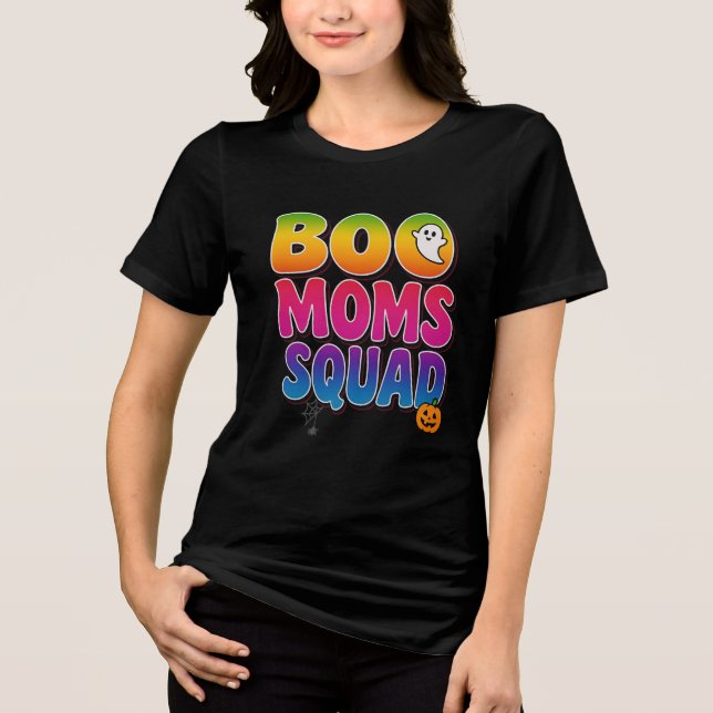 BOO Moms Squad Halloween Ghost & Pumpkin Tie-Dye Tri-Blend Shirt (Vorderseite)
