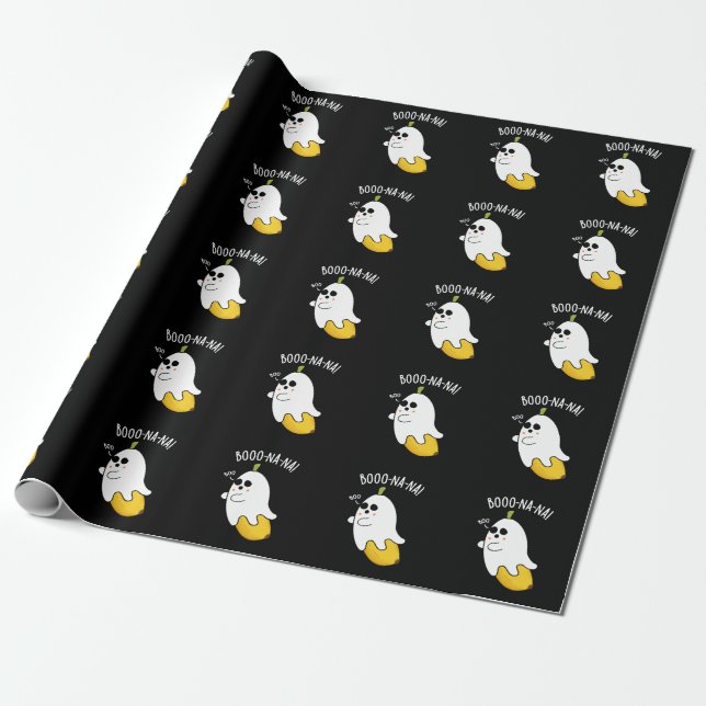 Boo-nana Funny Ghost Banana Pun Dark BG Geschenkpapier (Ungerollt)