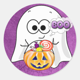 Boo Niedlich Black und Lila Ghost Halloween Sticke Runder Aufkleber