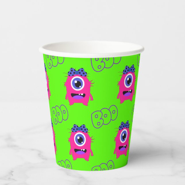 Boo Niedlich Funny Spooky Monster Pappbecher (Vorderseite)