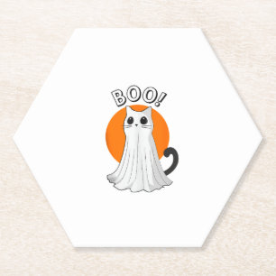 Boo Niedlich Ghost Cat Halloween Moon Spooky Kitty Untersetzer
