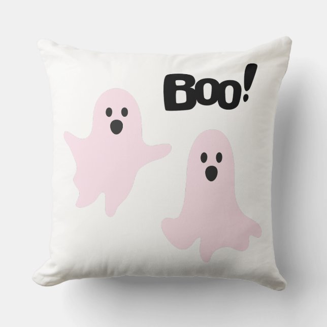 Boo Niedlich Halloween Pink Ghosts Spooky Kissen (Vorderseite)