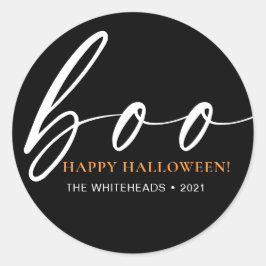 Boo Niedlich Happy Halloween Black Runder Aufkleber