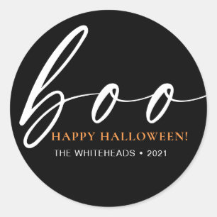 Boo Niedlich Happy Halloween Black Runder Aufkleber