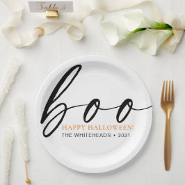Boo Niedlich Happy Halloween White Pappteller