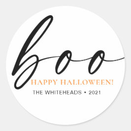 Boo Niedlich Happy Halloween White Runder Aufkleber