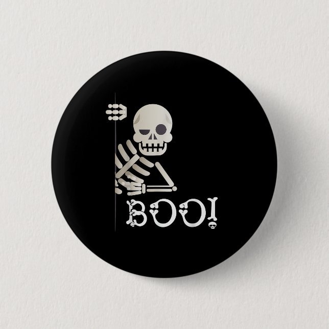 Boo! Niedlich Hiding Peekaboo Beängstigend Kids Ha Button (Vorderseite)