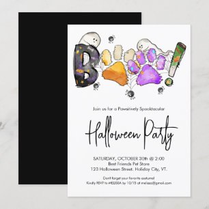 Boo Niedlich Pet Paw Prints Dog Lover Halloween-Pa Einladung