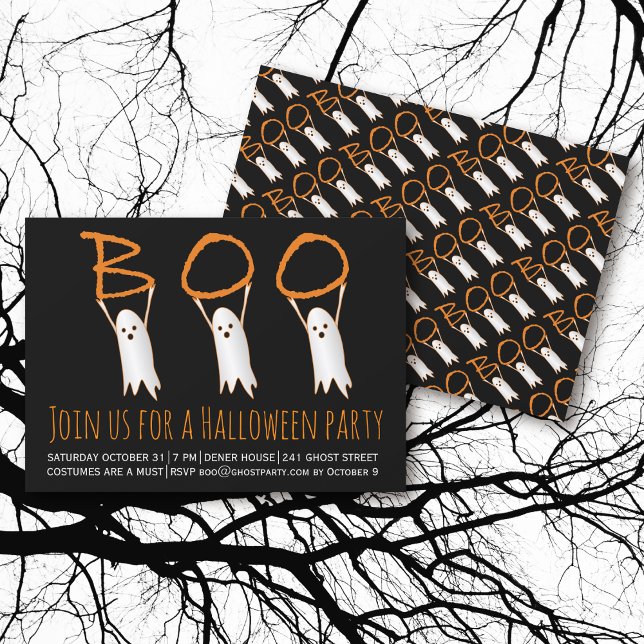 Boo niedliche Geister Modernes Halloween-Party Einladung (Von Creator hochgeladen)