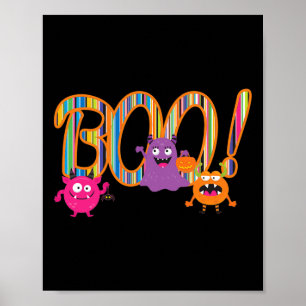 Boo! Niedliche Monster Funny Whimsical Halloween Poster