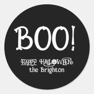 Boo niedlicher Knochenkürbis Halloween Runder Aufkleber