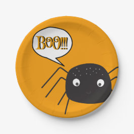 Boo!, niedlicher Spinnenkürbis orange Pappteller