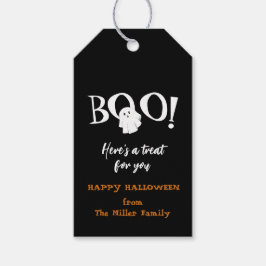 BOO Niedliches Gespenst Schwarz/Weiß Halloween Geschenkanhänger