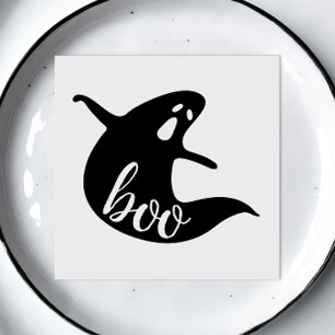 Boo. Niedliches Ghost-Halloween-Party in Schwarzwe Serviette