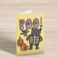 Boo! Niedliches Patchwork Skelettkatzenkatze und B