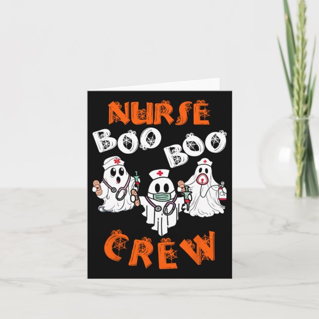Boo Nurse Scrub Funny Ghost Halloween Kostüme Wom Karte (Vorderseite)