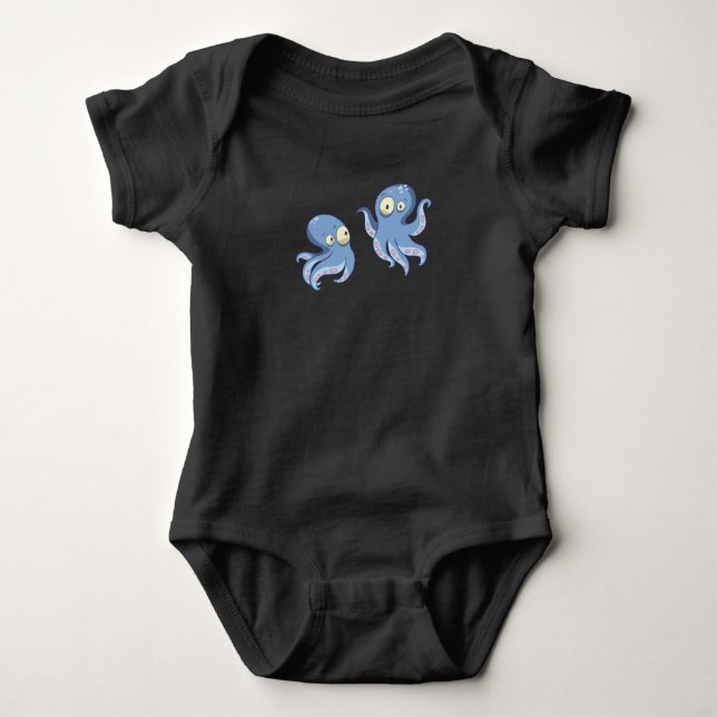 Boo Octopus Blue Kids Bekleidung & Dekoration Baby Strampler (Vorderseite)