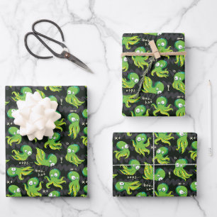 Boo Octopus Grüne Kinder Kleidung & Dekoration Geschenkpapier Set