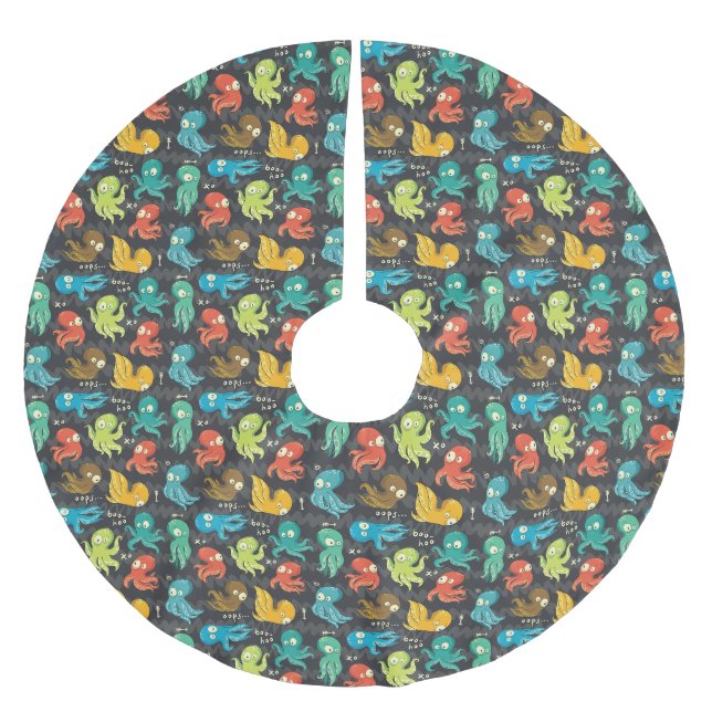Boo Octopus Niedlich Multicolor Kids Bekleidung &  Polyester Weihnachtsbaumdecke (Vorderseite)