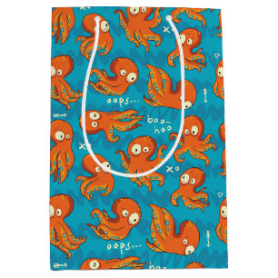 Boo Octopus Niedlich Orange Kids Bekleidung & Deko Mittlere Geschenktüte