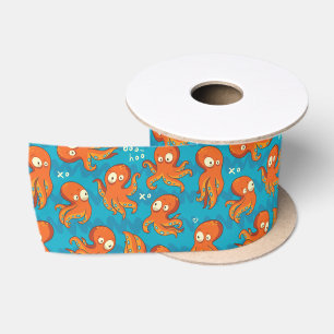 Boo Octopus Niedlich Orange Kids Bekleidung & Deko Satinband