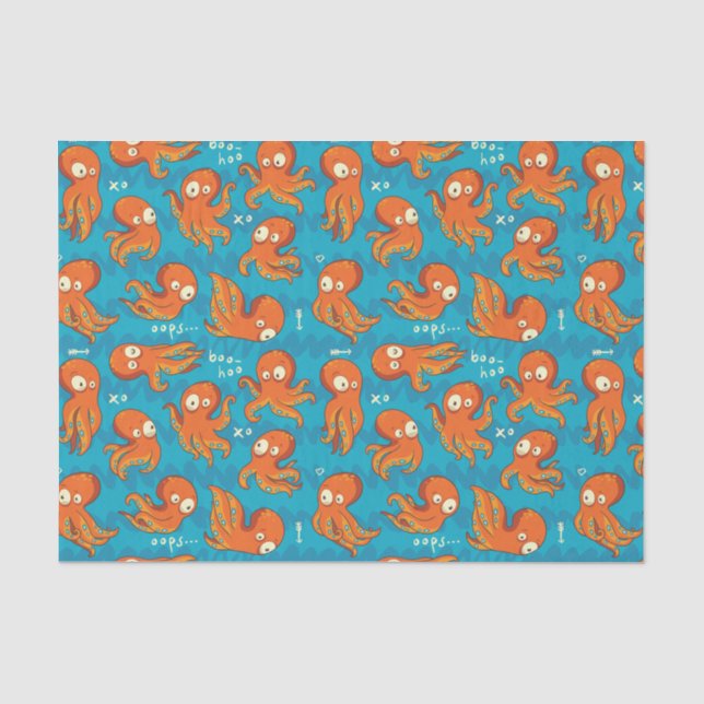 Boo Octopus Niedlich Orange Kids Bekleidung & Deko Seidenpapier (Vorderseite)