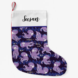 Boo Octopus Niedliche Lila Kinder Kleidung & Dekor Kleiner Weihnachtsstrumpf