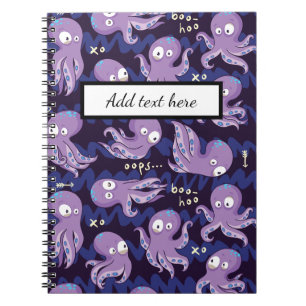Boo Octopus Niedliche Lila Kinder Kleidung & Dekor Notizblock