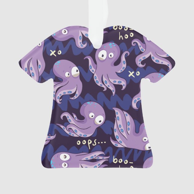 Boo Octopus Niedliche Lila Kinder Kleidung & Dekor Ornament (Vorderseite)