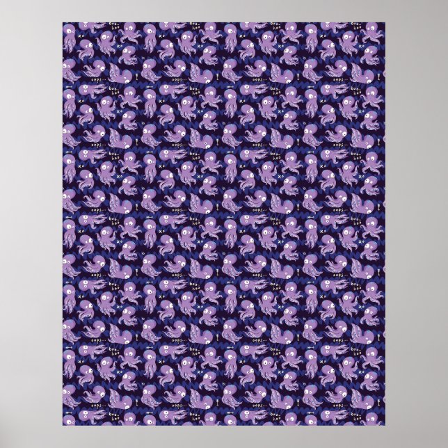 Boo Octopus Niedliche Lila Kinder Kleidung & Dekor Poster (Vorne)