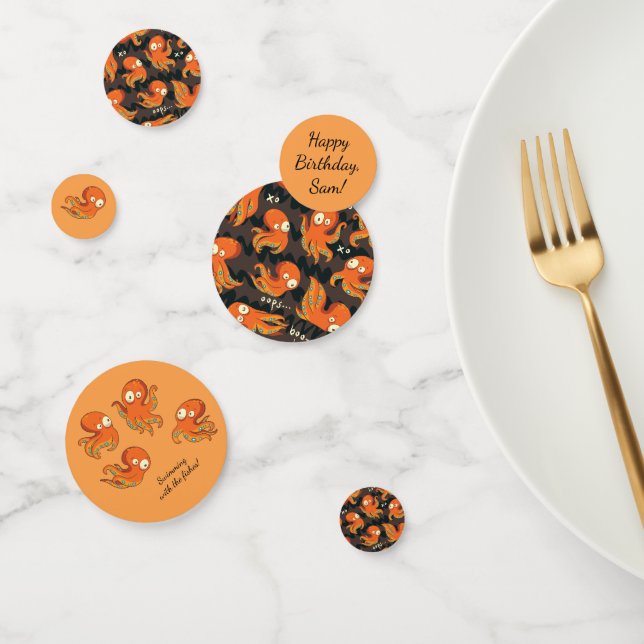 Boo Octopus Orange & Black Kids Kleidung & Dekorat Konfetti (Gruppe)
