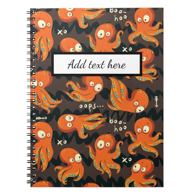 Boo Octopus Orange & Black Kids Kleidung & Dekorat Notizblock (Vorderseite)