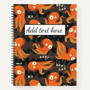 Boo Octopus Orange & Black Kids Kleidung & Dekorat Notizbuch