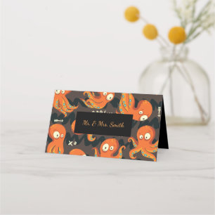 Boo Octopus Orange & Black Kids Kleidung & Dekorat Platzkarte