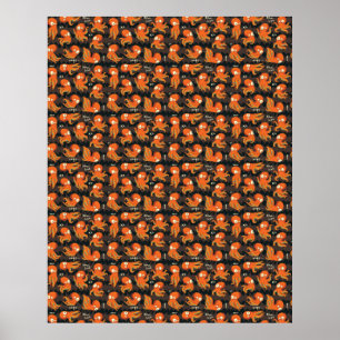 Boo Octopus Orange & Black Kids Kleidung & Dekorat Poster