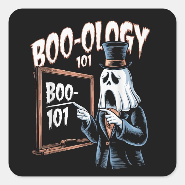 Boo-Ology 101,glücklicher Halbblut Quadratischer Aufkleber (Vorderseite)