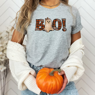 Boo Orange Karo Halloween T-Shirt