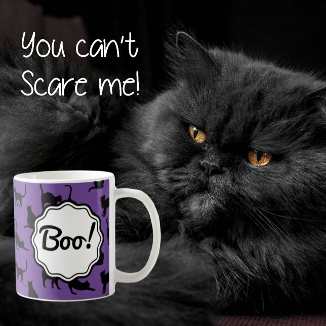 Boo! Personalisiertes Halloween Lila Black Bat Kaffeetasse (This year's Halloween Color 
Is Shades of Purple Haze!)
