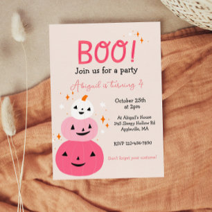 Boo Pink Halloween Anniversaire Fête Invitation