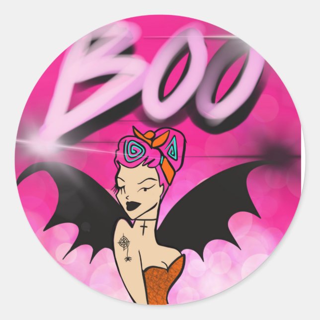 Boo Pink Rotzunge Aufkleber (Vorderseite)