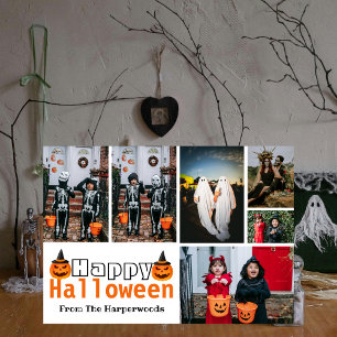 Boo Pumpkin Kürbislaterne Spooky Foto Halloween Feiertagskarte