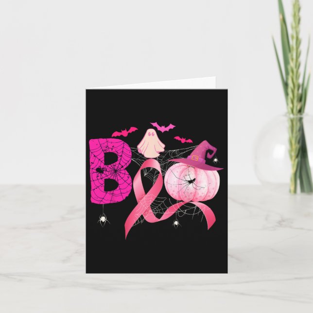 Boo Pumpkin Rosa Ribbon Brustkrebs Hallow Karte (Vorderseite)