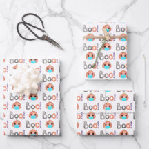 Boo Pumpkin Wrapping Paper Flat Sheet Set 3
